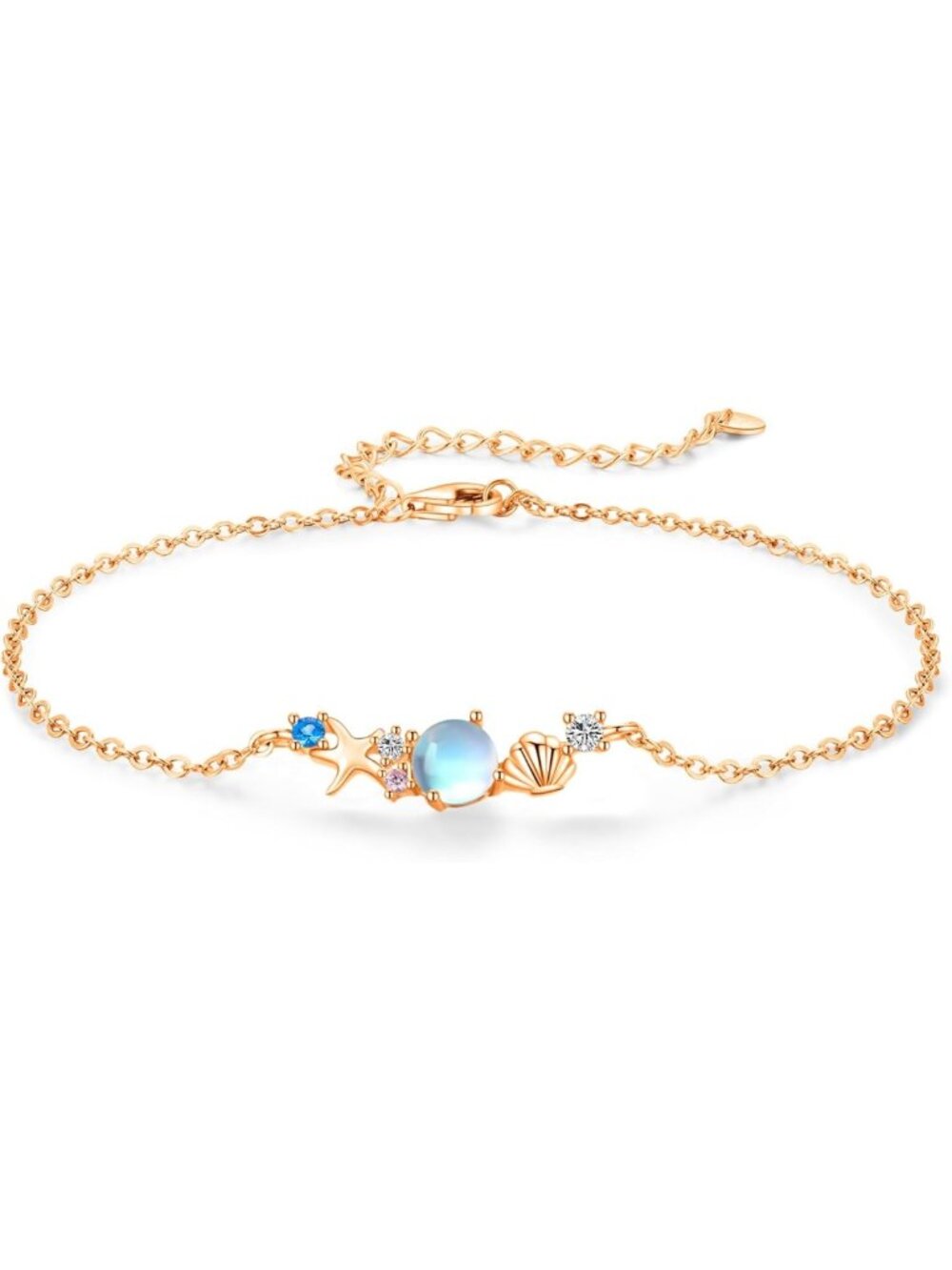 925 Sterling Silver Starfish Shell Bracelet - Ocean-Inspired Beach Jewelry Gift